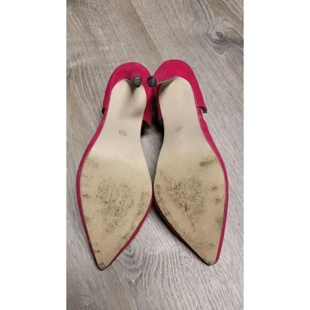 MM JULY Women's Red Faux Suede Pointed Toe Heels‎ US Size 10